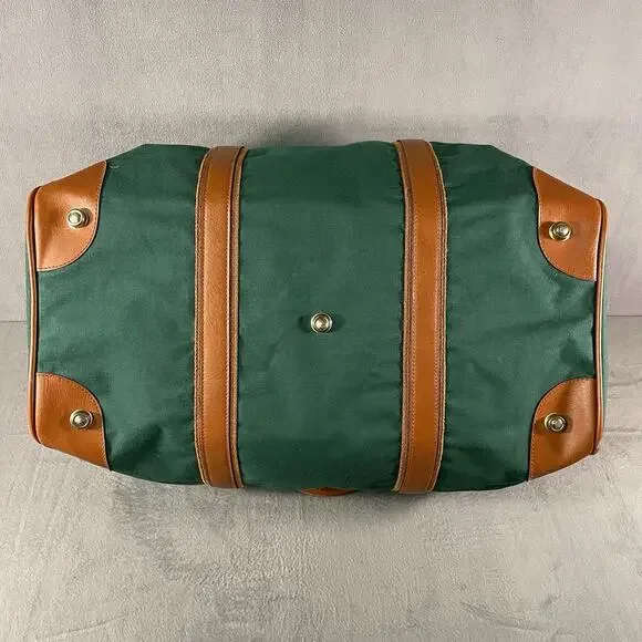 Vintage Ralph Lauren Polo Green Canvas Large Duffle Bag Weekend Travel Carry On - Picture 9 of 12
